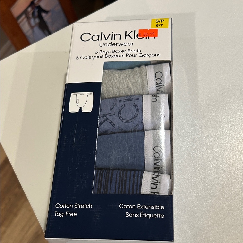 Calvin Klein Boys' 6-Pack Boxer Briefs - Light Gray, Blue, Navy